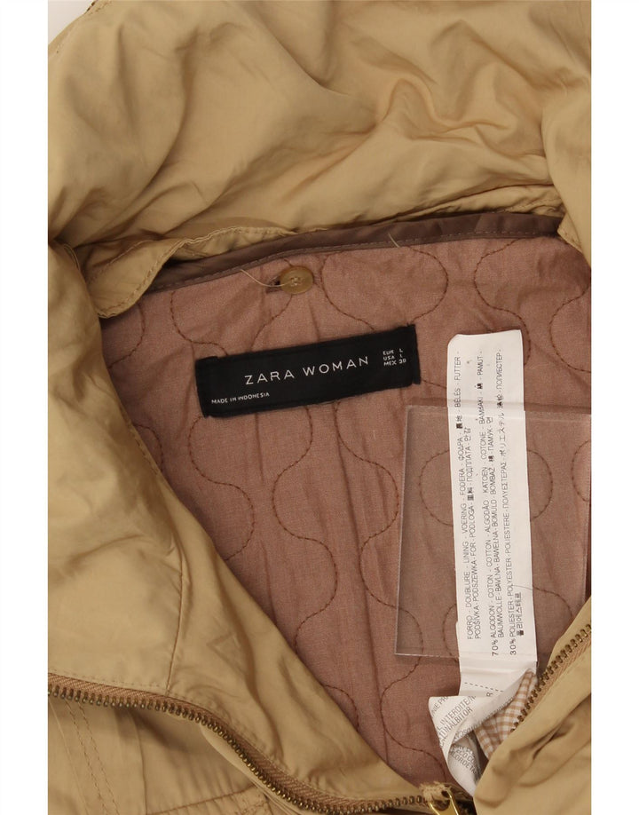 ZARA Womens Utility Jacket UK 16 Large Beige Cotton Vintage Zara and Second-Hand Zara from Messina Hembry 