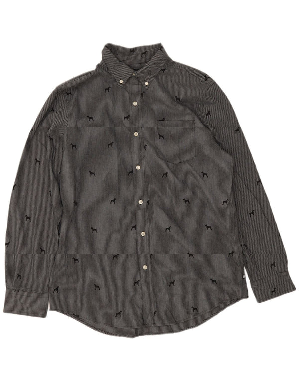 Chemise Homme Chaps Coton Pied-de-Poule Gris Moyen