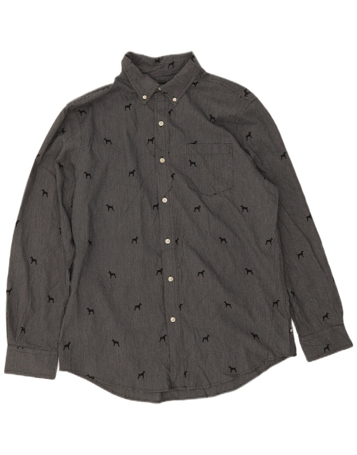 Chemise Homme Chaps Coton Pied-de-Poule Gris Moyen