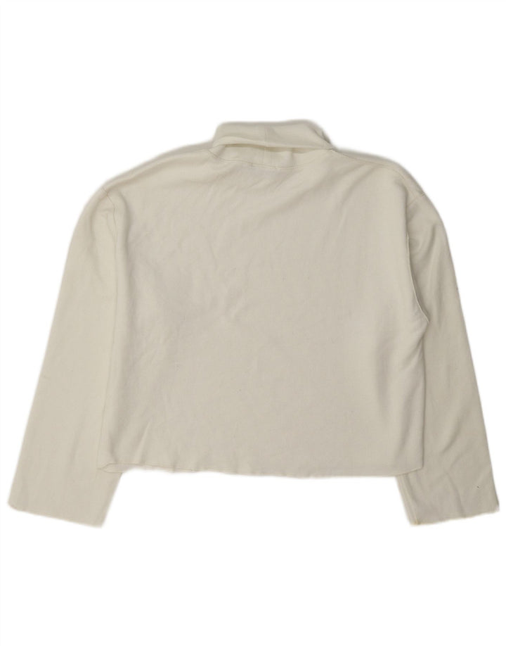 Zara Pull court surdimensionné à col roulé pour femme UK 10 Petit Blanc
