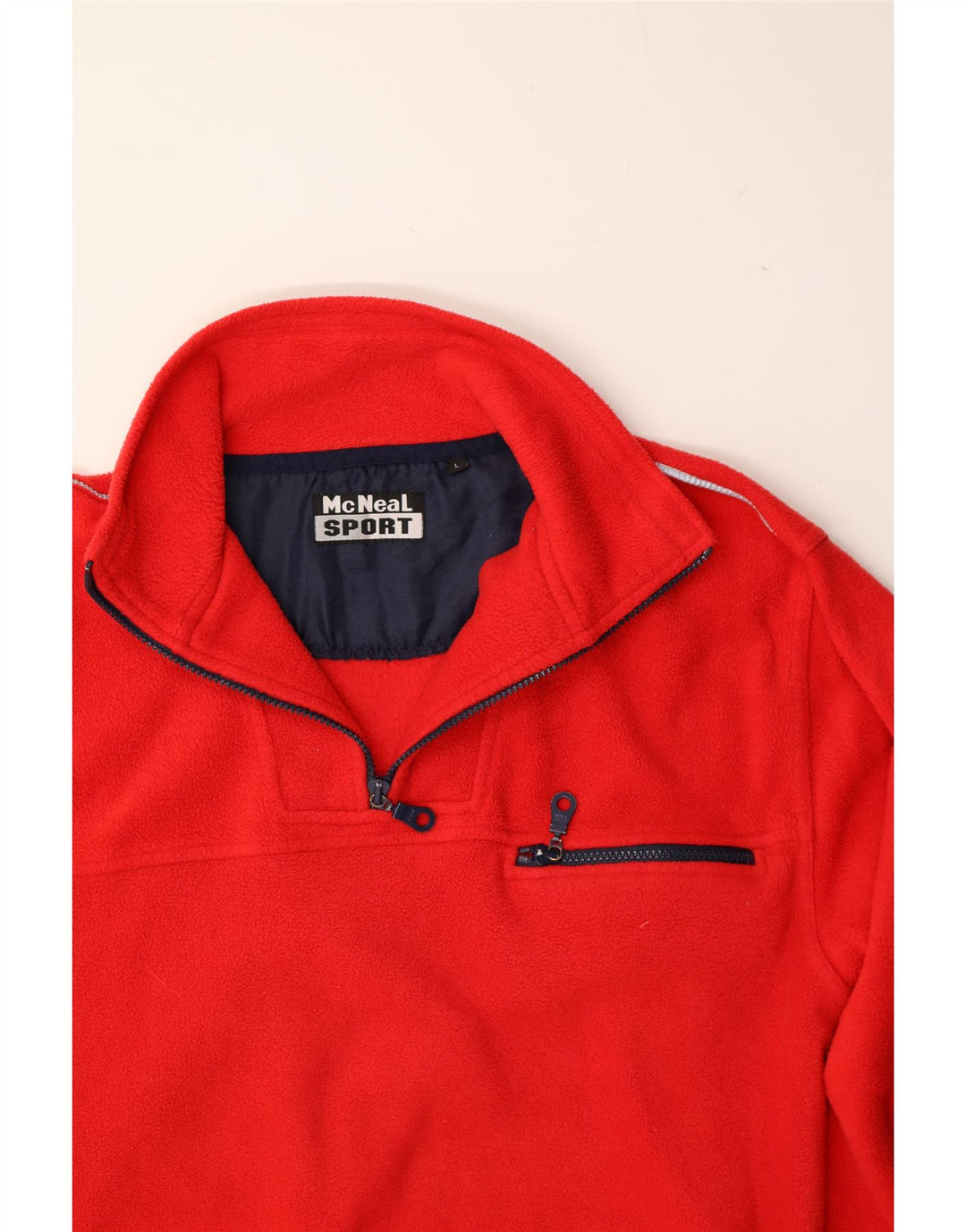 MCNEAL Mens Zip Neck Fleece Jumper Large Red Vintage McNeal and Second-Hand McNeal from Messina Hembry 