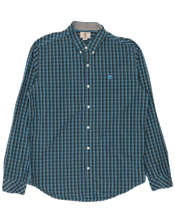 TIMBERLAND Chemise Slim Fit Homme en Coton à Carreaux Bleu Large