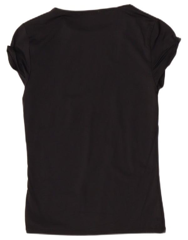 Zara Femme T-Shirt Top UK 12 Moyen Noir