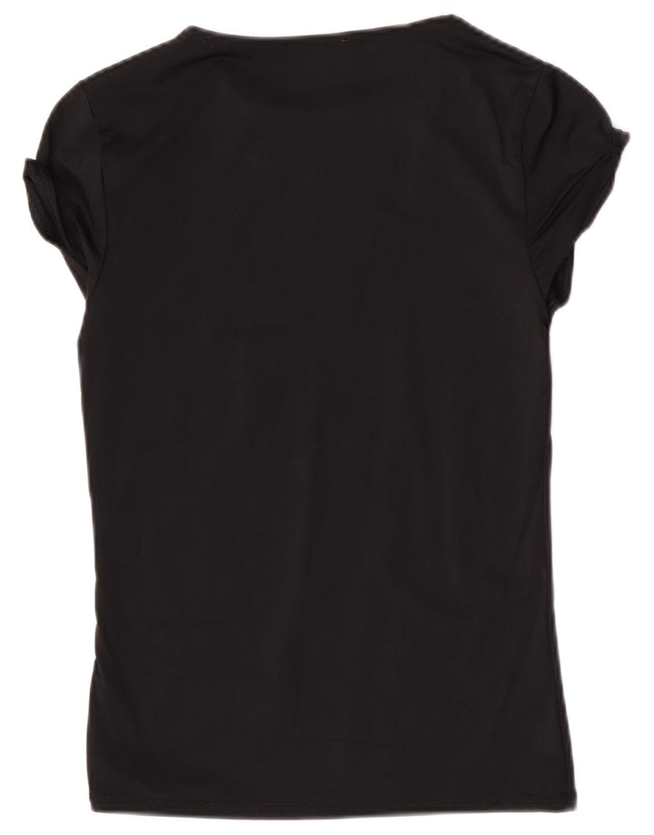 Zara Femme T-Shirt Top UK 12 Moyen Noir