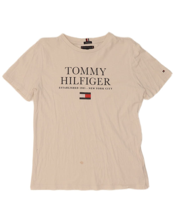 Tommy Hilfiger T-Shirt Graphique Garçon 15-16 ans Blanc Coton
