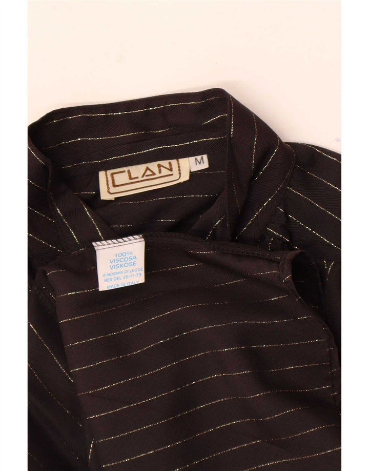 Chemisier chemise femme vintage UK 14 Medium Black Pinstripe