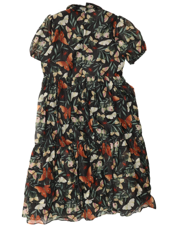 Disturbia Robe à volants à motif abstrait pour femme UK 20 2XL Papillon vert