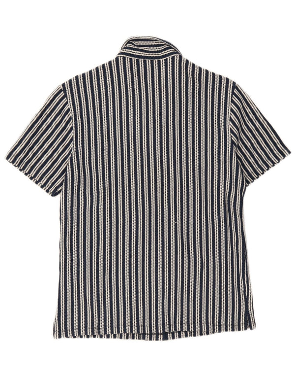 Reiss Chemise à Manches Courtes Homme Bleu Marine Rayé Coton