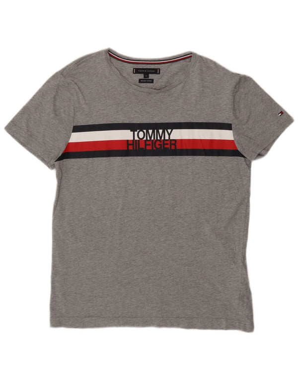 Tommy Hilfiger T-shirt graphique pour femme UK 14 Gris moyen Colourblock