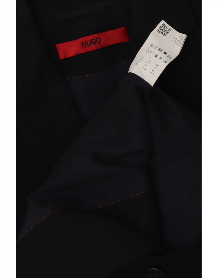 Hugo Boss Veste blazer à 2 boutons pour femme UK 6 XS Bleu marine Laine vierge