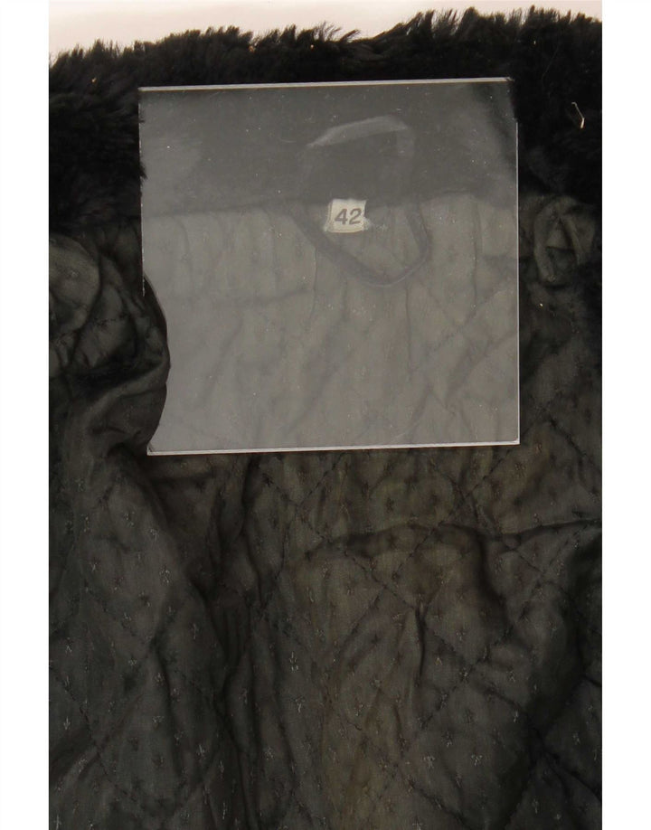 veste en cuir ouverte femme vintage IT 42 Medium Black
