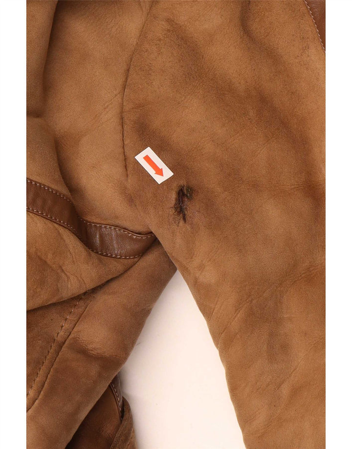 manteau en peau de mouton vintage femme UK 14 Brun moyen
