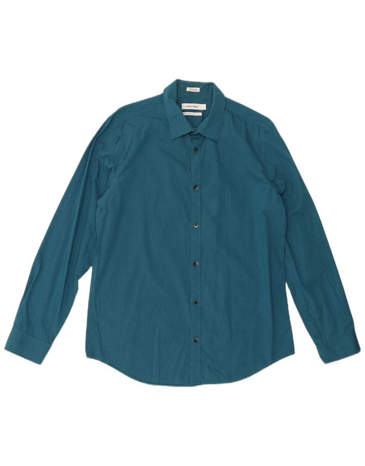 CALVIN KLEIN Chemise Homme Bleu Moyen En Coton À Fines Rayures