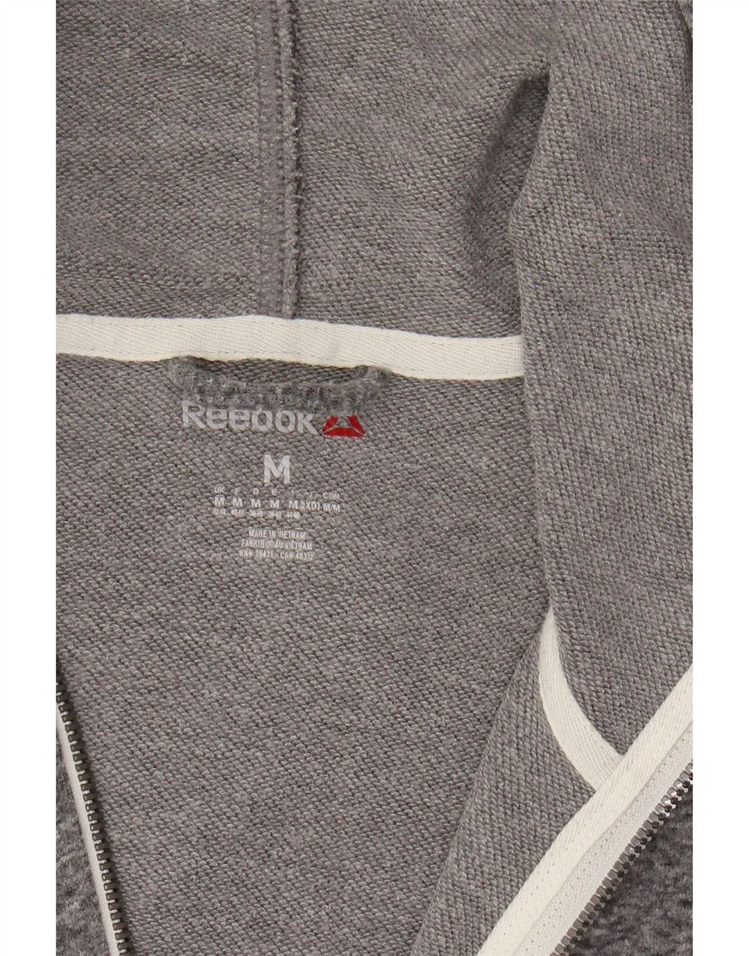 REEBOK Pull à capuche zippé graphique pour femme UK 12/14 Gris moyen moucheté