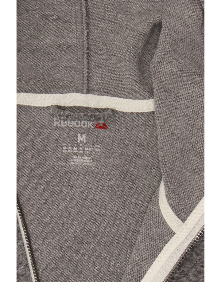 REEBOK Pull à capuche zippé graphique pour femme UK 12/14 Gris moyen moucheté