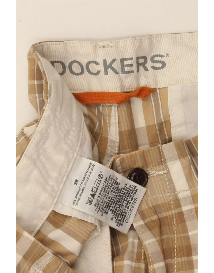 DOCKERS Mens Cargo Shorts W38 XL Brown Check Cotton Vintage Dockers and Second-Hand Dockers from Messina Hembry 