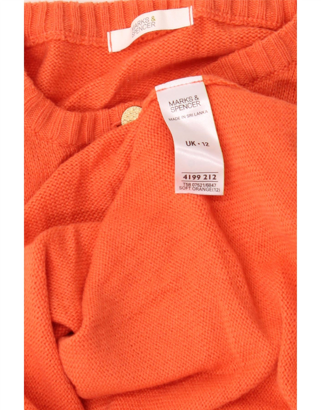 MARKS & SPENCER Pull Cardigan Femme UK 12 Acrylique Orange Moyen