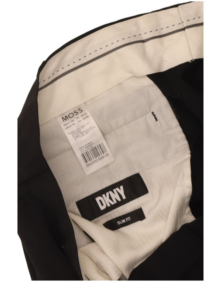 Dkny Pantalon de Costume Slim Fit Homme W36 L33 Laine Noir