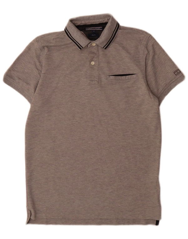 Tommy Hilfiger Polo Slim Fit Homme Gris Moyen Moucheté Coton