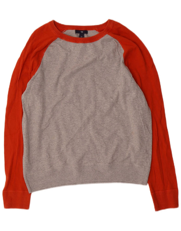 Gap Pull Col Bateau Femme UK 14 Gris Moyen Colorblock Coton