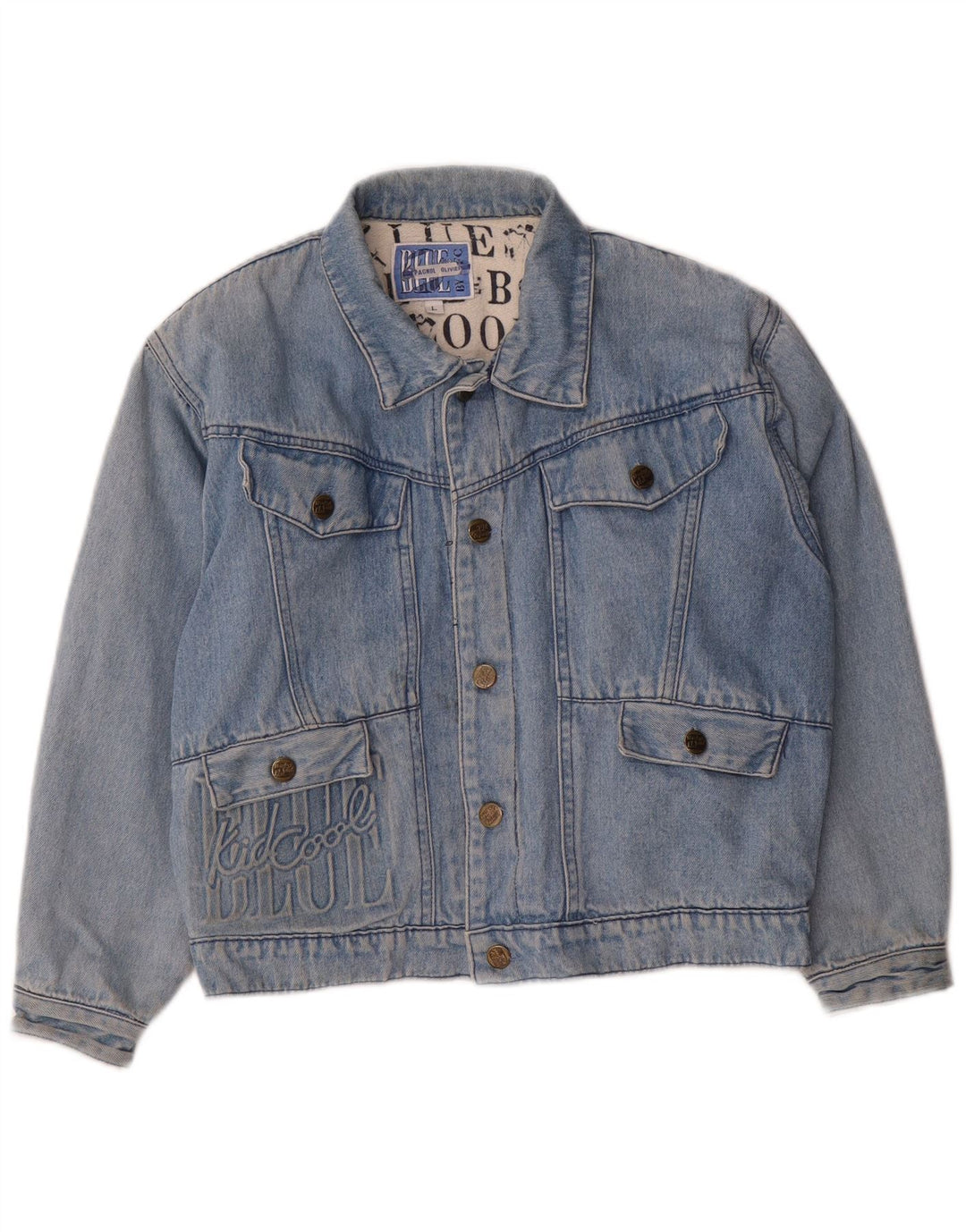 Veste en denim graphique vintage pour garçons 11-12 ans Grand coton bleu