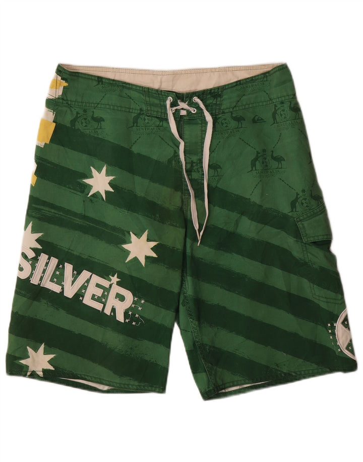 Quiksilver Short de Bain Graphique Homme Rayé Vert Moyen Polyester