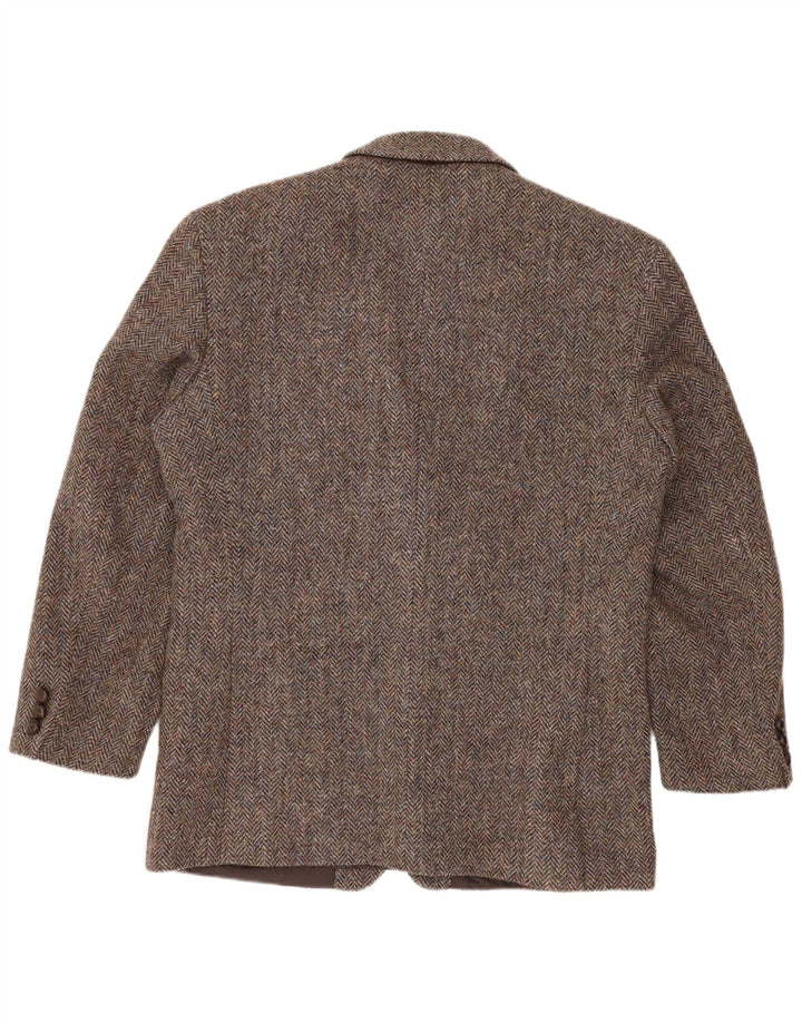Harris Tweed Veste Blazer 2 Boutons pour Homme UK 40 Grande Laine à Chevrons Marron