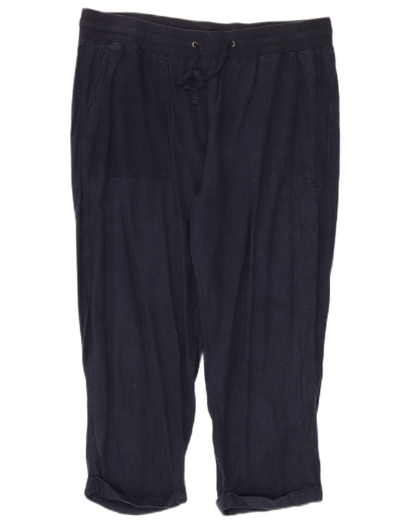M&Co Pantalon court pour femme UK 18 XL W38 L24 Bleu marine Lin