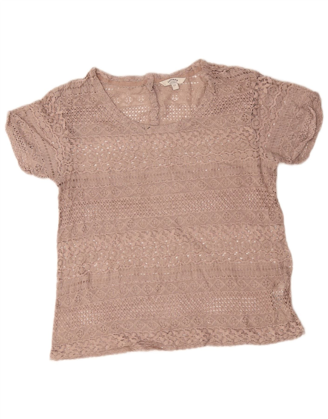 Fat Face Chemisier au crochet pour femme en coton beige moyen UK 12