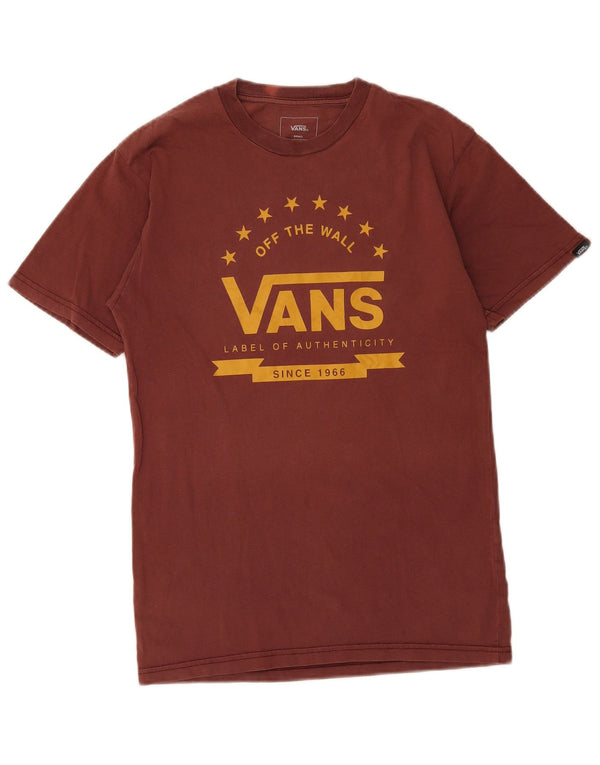 Vans Mens Classic Fit Graphic T-Shirt Top Small Brown Cotton