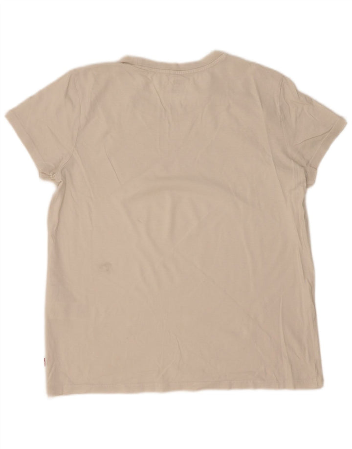 Levi's T-Shirt Graphique Femme UK 14 Coton Blanc Moyen