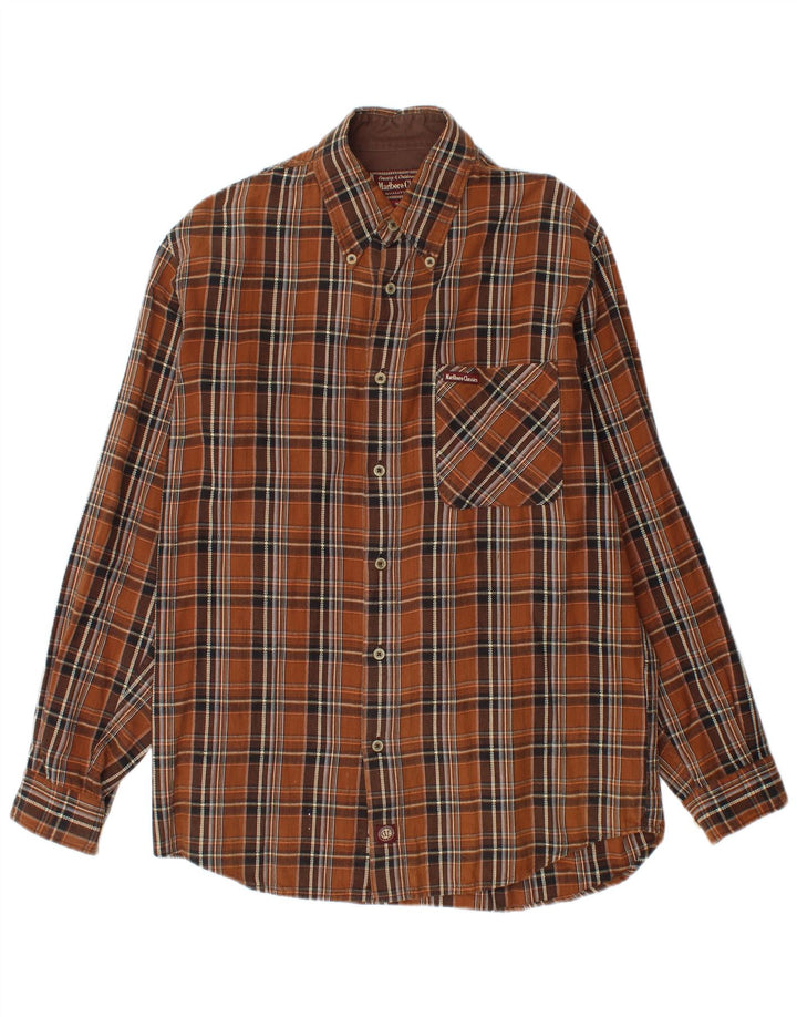Marlboro Classics Chemise en flanelle pour homme en coton à carreaux marron moyen