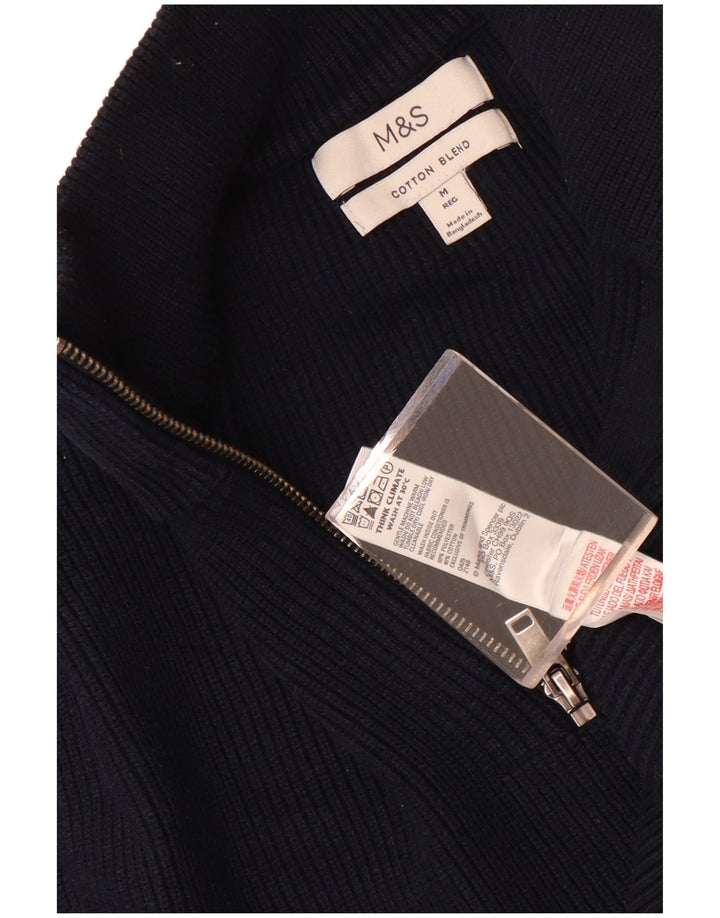 Marks & Spencer Pull à col zippé pour femme UK 14 Bleu marine moyen
