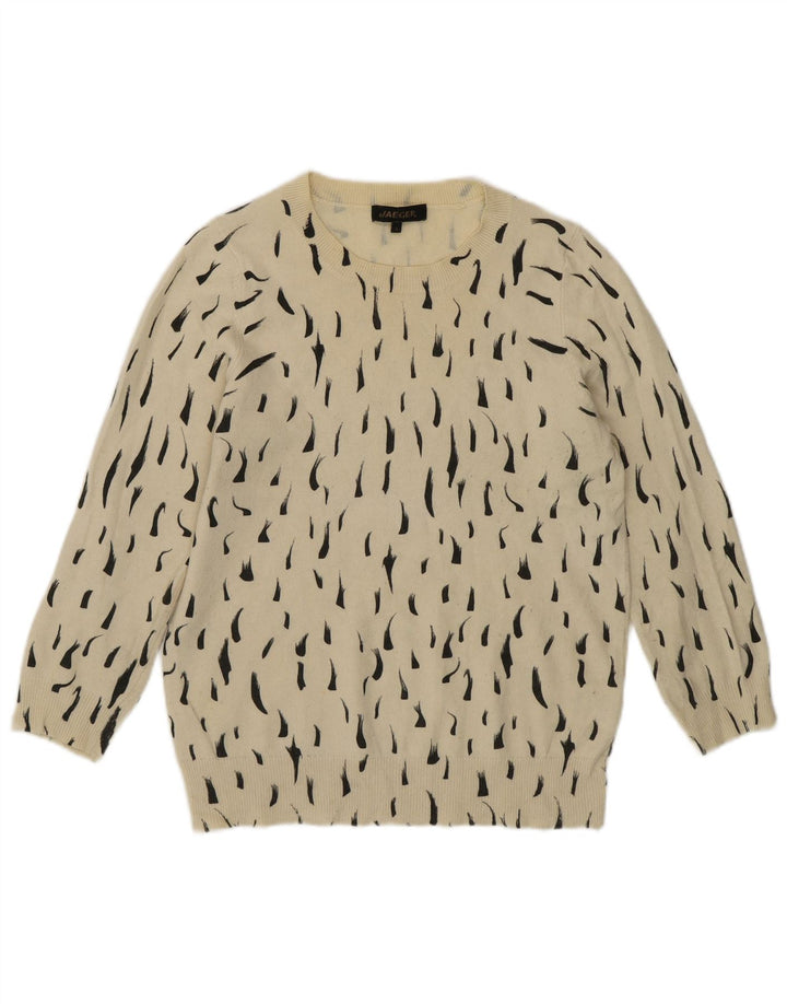 Jaeger Pull ras du cou pour femme UK 8 Petit coton à pois blanc cassé