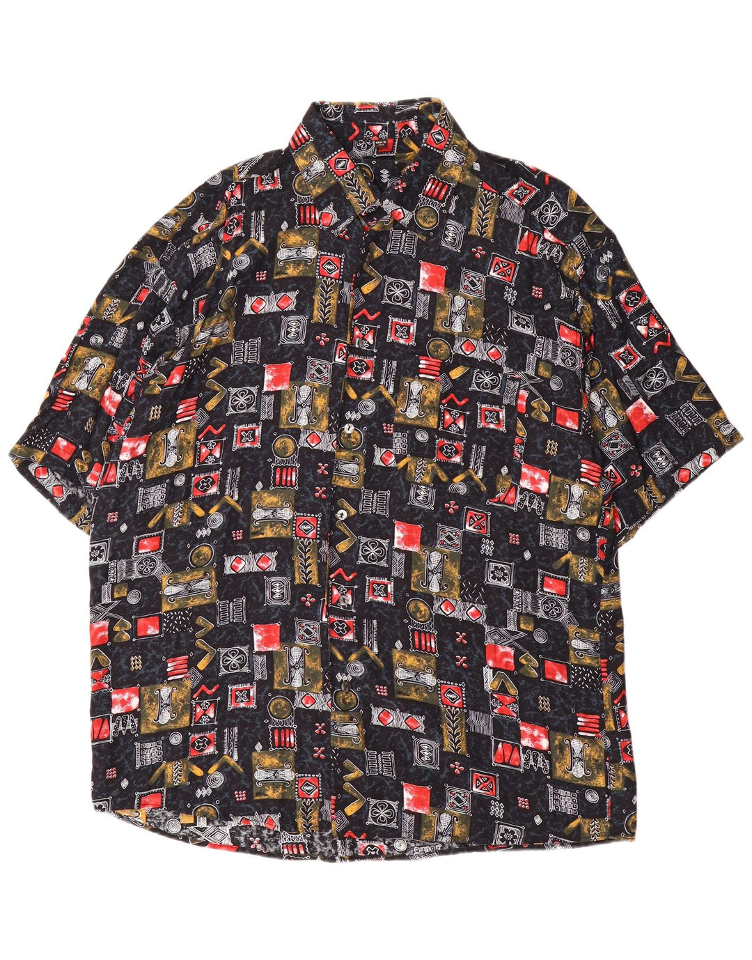 Tipo' S Chemise Manches Courtes Homme XL Noir Patchwork Viscose