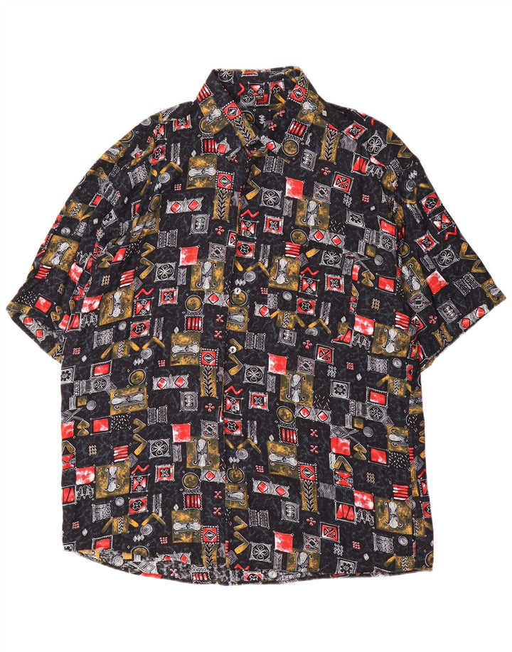 Tipo' S Chemise Manches Courtes Homme XL Noir Patchwork Viscose