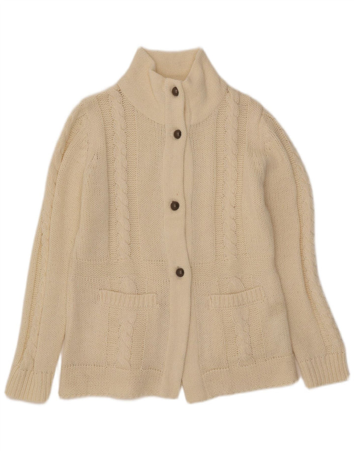vintage Femme Cardigan Pull IT 42 Moyen Off White Acrylique
