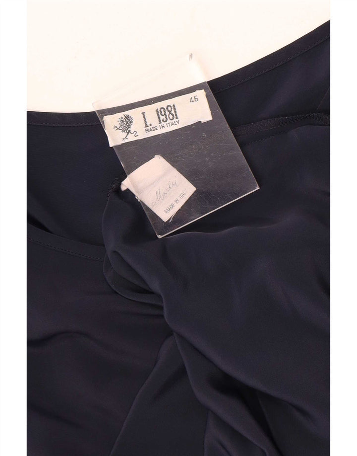 Marly's 1981 Chemisier Femme Top IT 46 Large Bleu Marine Polyester