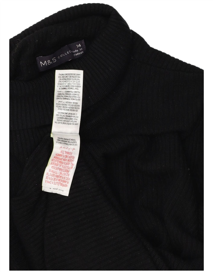Marks & Spencer Pull col roulé pour femme UK 14 Medium Noir Viscose