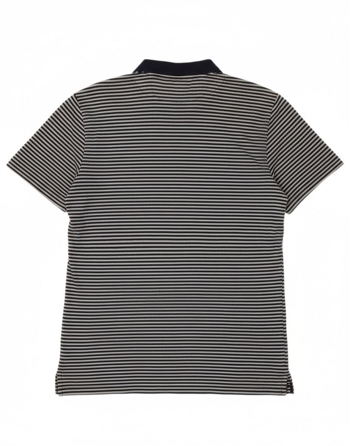 ALL SAINTS Mens Polo Shirt Small Navy Blue Striped Cotton