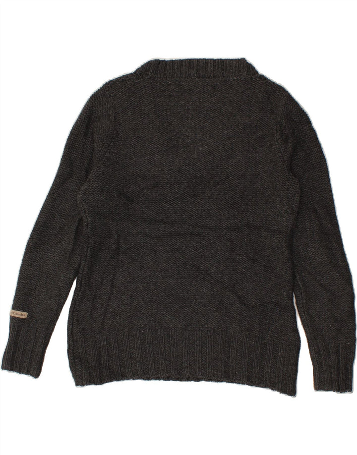 COLUMBIA Womens V-Neck Jumper Sweater UK 14 Medium Grey Acrylic Vintage Columbia and Second-Hand Columbia from Messina Hembry 