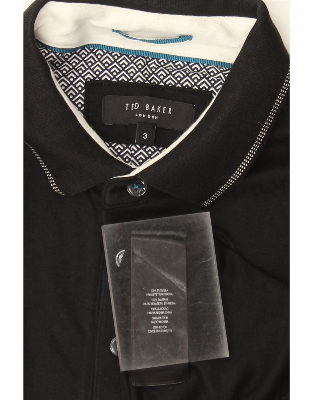 Ted Baker Polo Homme Taille 3 Coton Noir Moyen