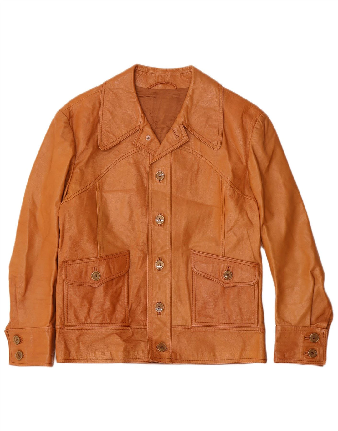 veste en cuir homme vintage UK 36 Petit Marron