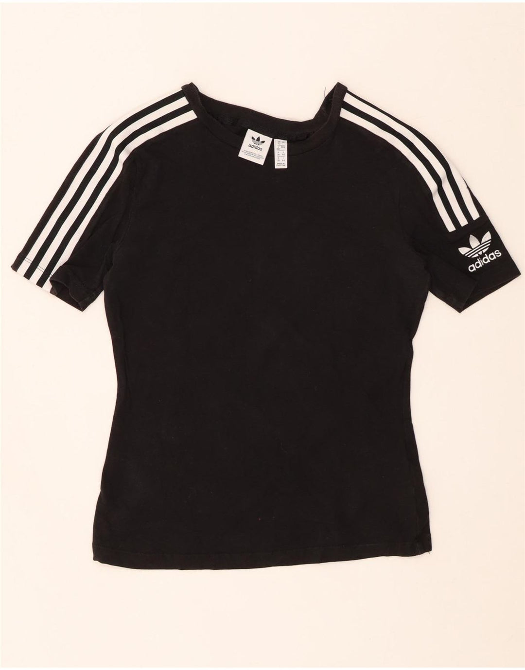ADIDAS T-shirt pour femme UK 12 en coton noir moyen