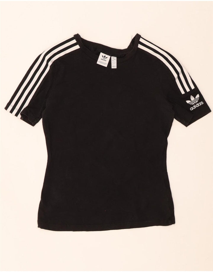 ADIDAS T-shirt pour femme UK 12 en coton noir moyen