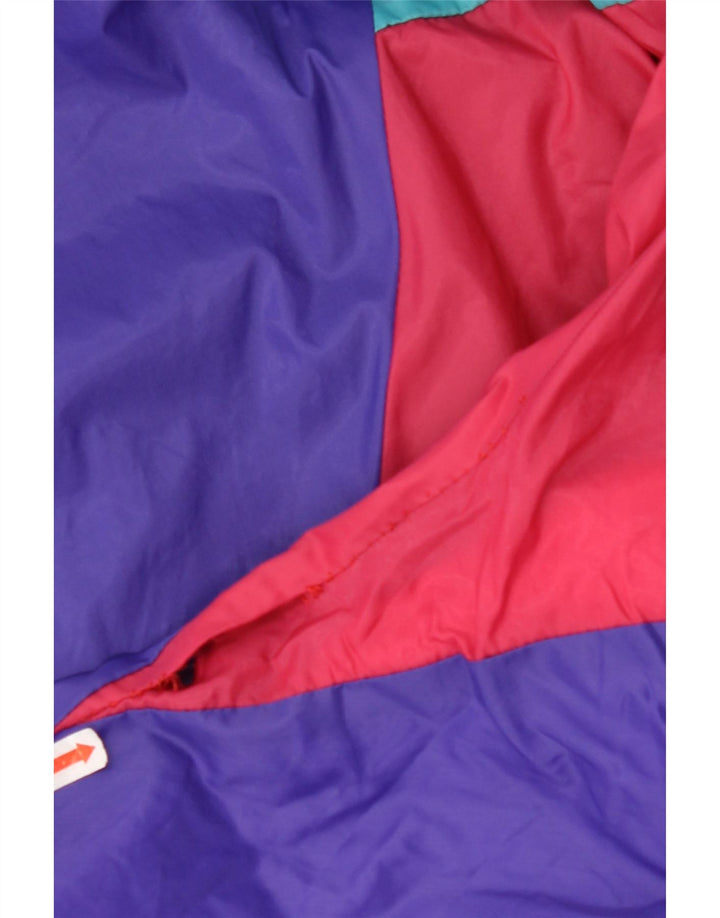 VINTAGE Veste Anorak à capuche coupe ample pour homme UK 36 Petit colorblock violet