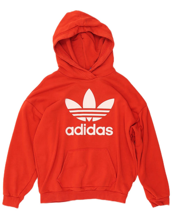 ADIDAS Pull à capuche graphique surdimensionné pour femme UK 10 Petit coton orange