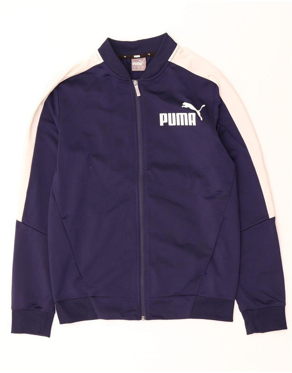 Puma Veste de survêtement pour homme Taille S Bleu marine Colorblock Polyester