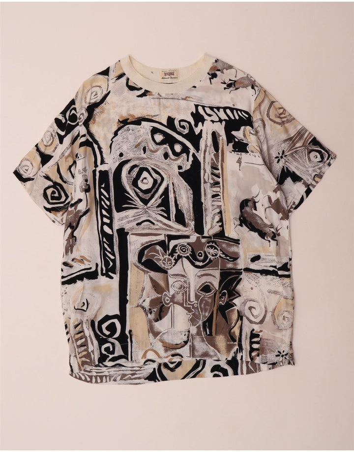 Sisley Femme T-Shirt Long Graphique IT 44 Beige Moyen Viscose