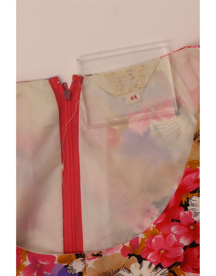 VINTAGE Robe trapèze sans manches pour femme IT 44 Medium Multicolore Floral